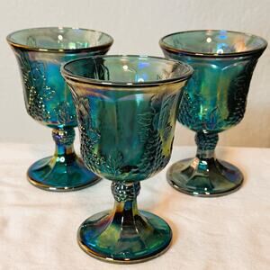 COLONY HARVEST CARNIVAL BLUE WATER GOBLETS